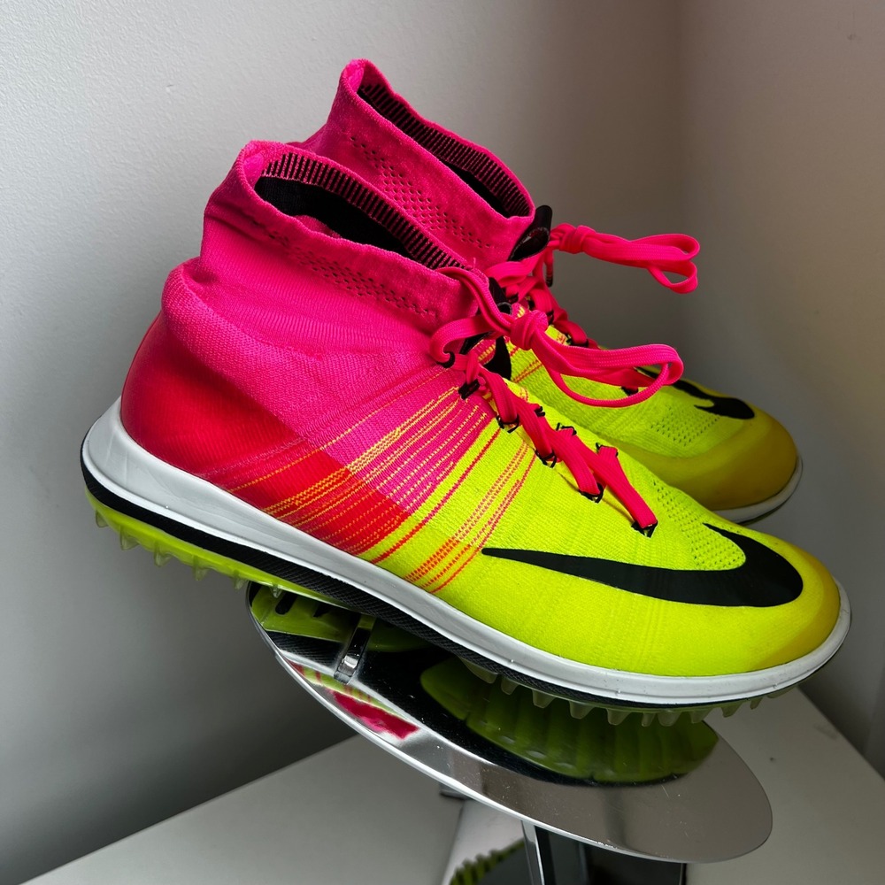 Nike Flyknit Elite Golf Shoes Pink Blast Volt Neon Mens 11 844450-600